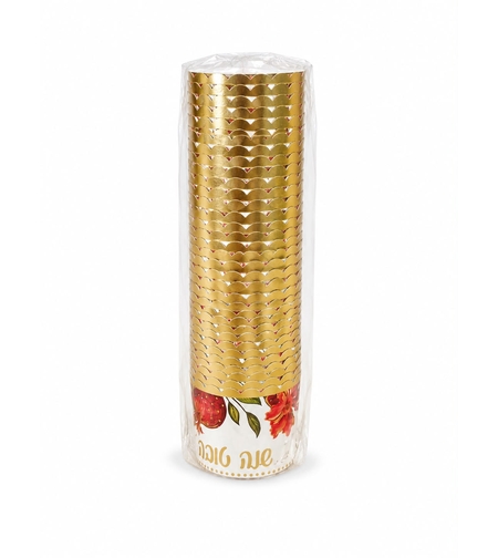 40 עטרות קרטון לקאפקייקס | רימונים זהב