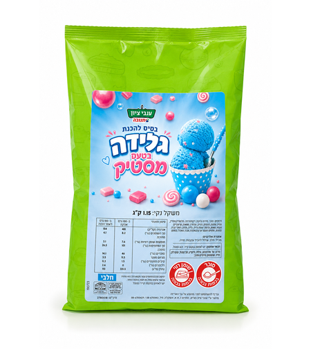 תערובת להכנת גלידה בטעם מסטיק