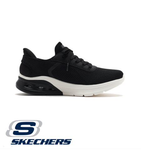 SKECHERS SLIP IN Bobs Arc Waves 2.0 סקצ'רס סליפ אין נשים שחור לבן