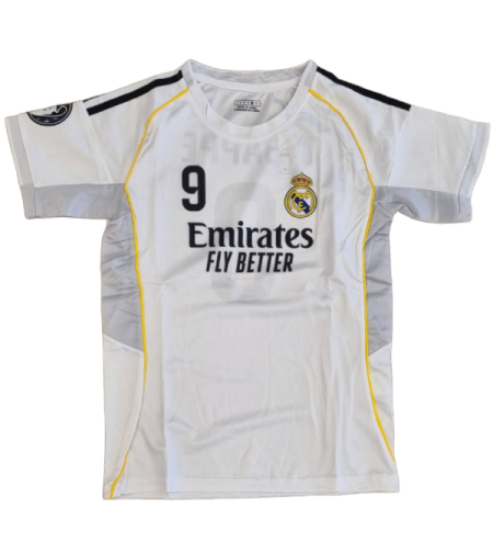 חליפות כדורגל ריאל מדריד -אמבפה לבן פס צהוב