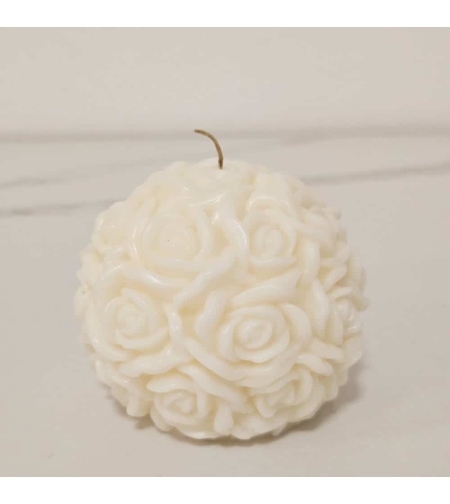 נר כדור פרחים לבן בניחוח לבנדר פטשולי וניל