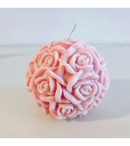 נר כדור פרחים ורוד בניחוח פטל