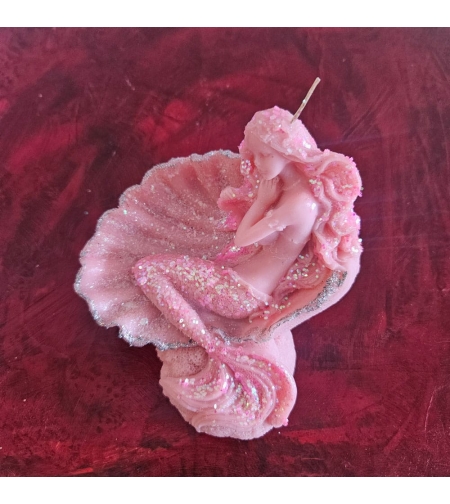 נר בת ים ורוד מעוטר נצנצים