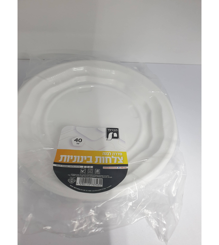 צלחות בינוניות לבנות- 40 יחידות