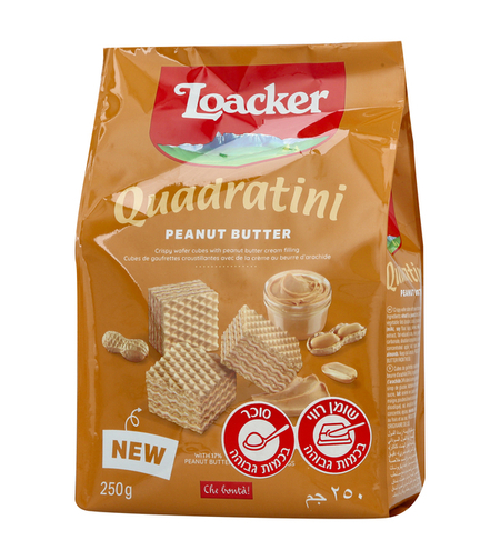 לואקר וופל במילוי קרם חמאת בוטנים 250 גרם