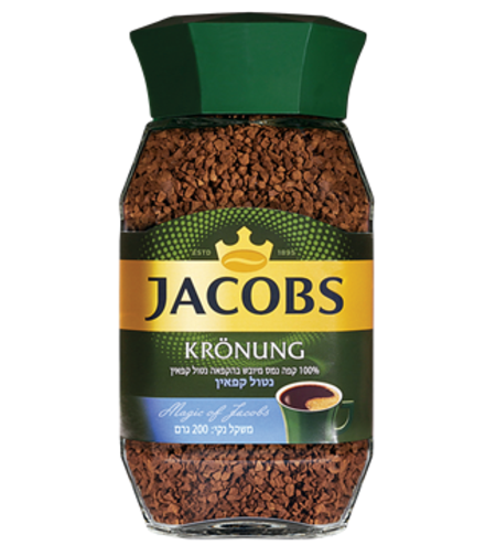 קפה נמס ג'ייקובס קרונונג נטול קפאין 200 גרם