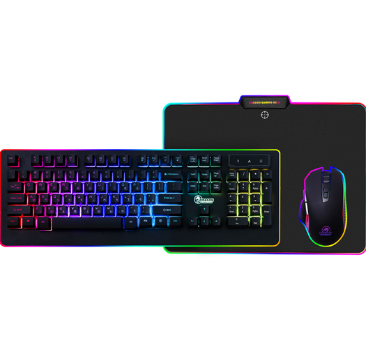 ערכת גיימינג מקלדת RGB, עכבר ומשטח לעכבר Dragon GPDRA-PCK-RGB