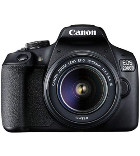 מצלמה דיגיטלית מקצועית + עדשה Canon EOS 2000D DSLR (EF-S III 18-55mm)
