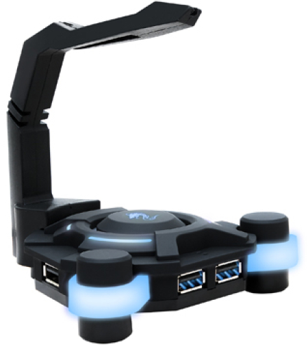 מפצל 4 כניסות USB עם מנהל כבל לעכבר Dragon GPDRA-USS-B - צבע שחור/כחול