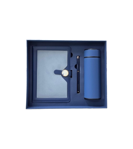 סט מחברת+בקבוק+עט -כחול