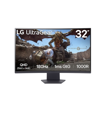 מסך מחשב גיימינג קעור LG UltraGear 32GS60QC-B 31.5 inch/WQHD/180HZ/VA/1ms/HDMI-DP/Curved/FreeSync/HDR10