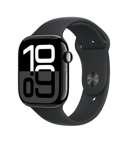 שעון חכם Apple Watch Series 10 GPS 46mm Jet Black Aluminium Case with Black Sport Band - M/L