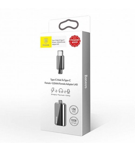 מתאם טעינה ושמיעת מוזיקה Baseus Type-C 3.5mm Adapter L40