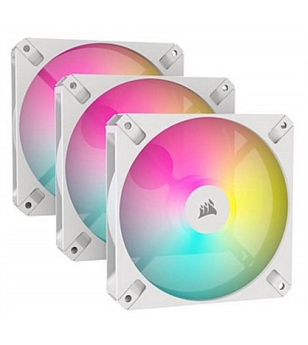 קיט שלושה מאווררים למארז לבן Corsair iCUE AR120 RGB 120mm