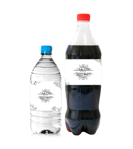 חבק לבקבוק דגם פרחים שחור לבן