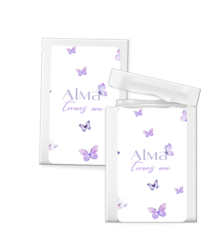 20 יח' מגבונים לחים דגם פרפרים