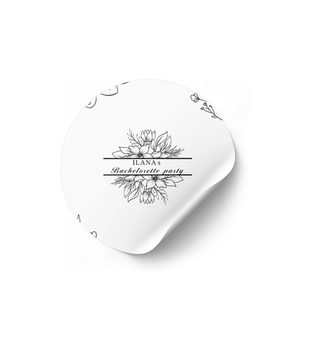 דף מדבקה לחגיגה דגם פרחים שחור לבן