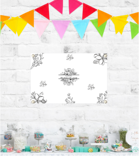 שלט לתלייה דגם פרחים שחור לבן