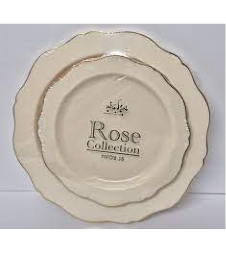סט צלחות rose שמנת זהב 16 יחידות