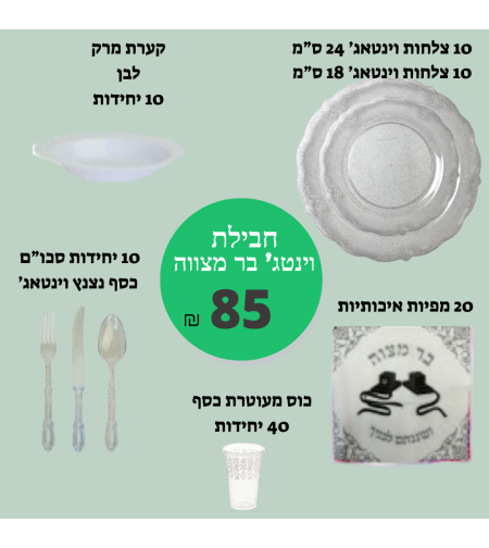 חבילת אירוח בר מצווה כסף נצנצים