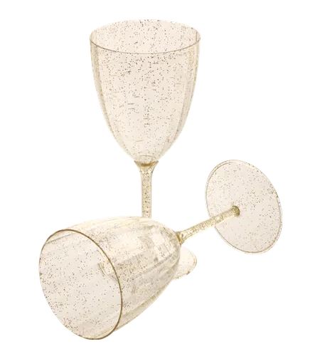 8 גביעי יין על רגל מהודרים נצנץ זהב-גדולים 7oz כשל