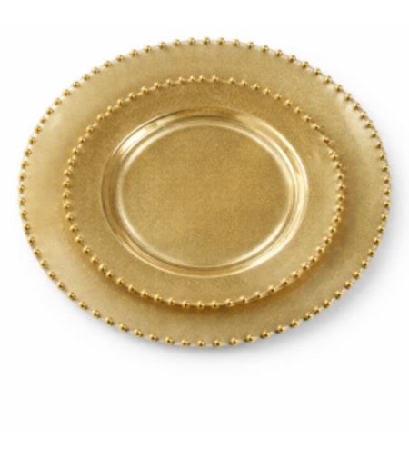 סט צלחות מהודר 16 יח' נצנץ זהב פנינים זהב