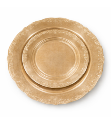 סט צלחות מהודר 16 יח' וינטאג' נצנץ זהב