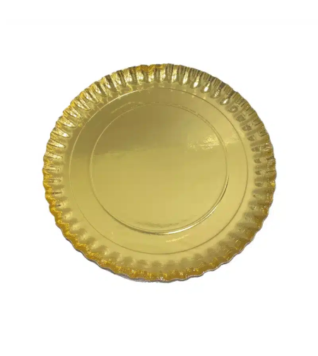 3 יחידות מגש עגול קרטון זהב גדול