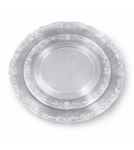 סט צלחות מהודר 16 יח' וינטאג' שקוף