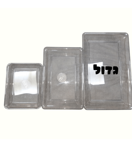 מגש מלבני גדול כסף נצנץ