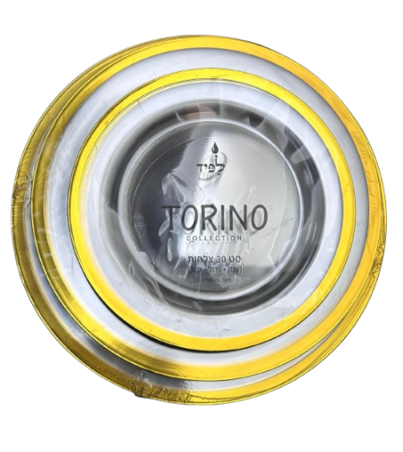סט 30 צלחות TORINO עם פס זהב