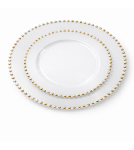 סט צלחות מהודר 16 יח' לבן פנינים זהב