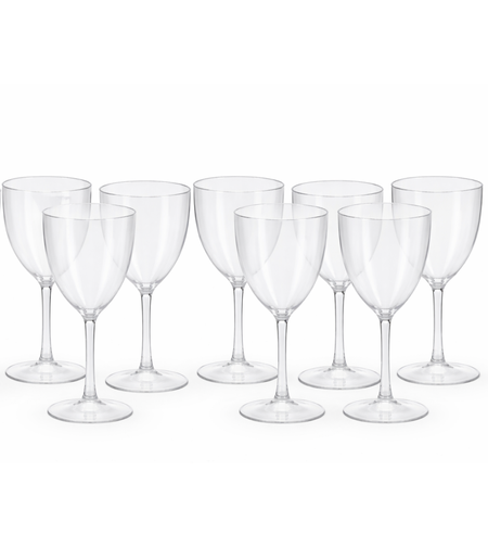 8 גביעי יין על רגל מהודרים שקוף-קטנים 100 מ