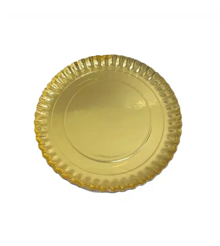 3 יחידות מגש עגול קרטון זהב קטן -