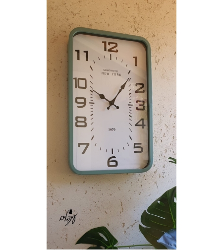 שעון קיר מלבן מנטה