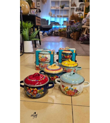 סיר אמייל קטנטן פרחוני