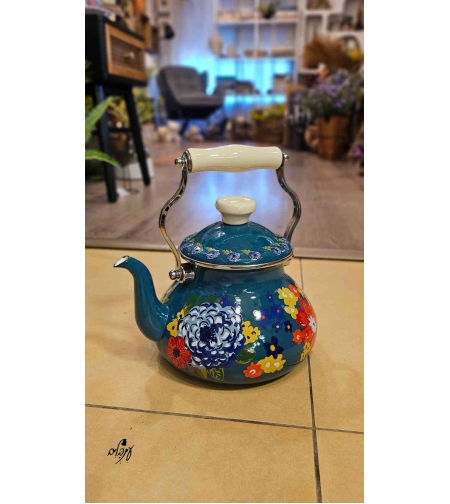 קומקום אמייל מאוייר טורקיז