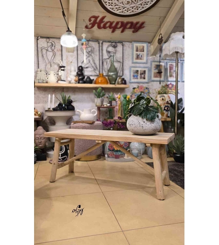 ספסל עץ טיק פסים