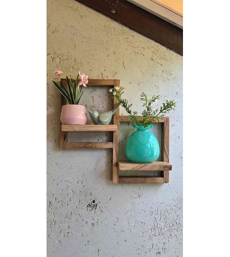 מדף זוגי עץ מסגרת