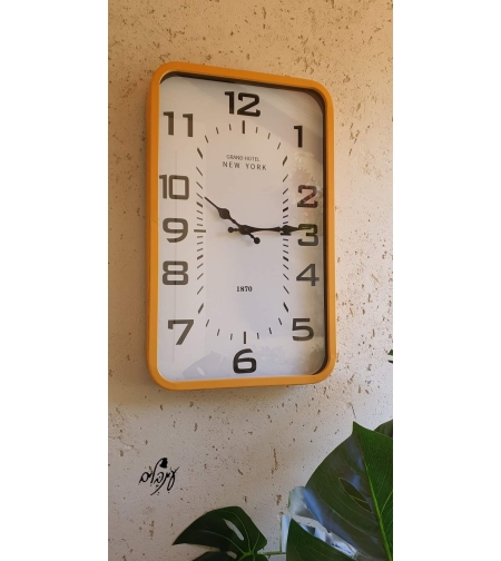 שעון קיר מלבן חרדל