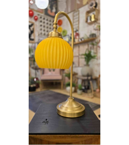 מנורת גולי זכוכית כדור פסים צהוב