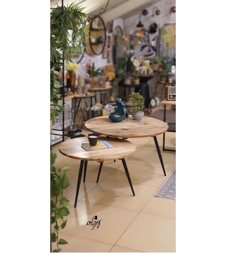 סט שולחנות עץ מנגו