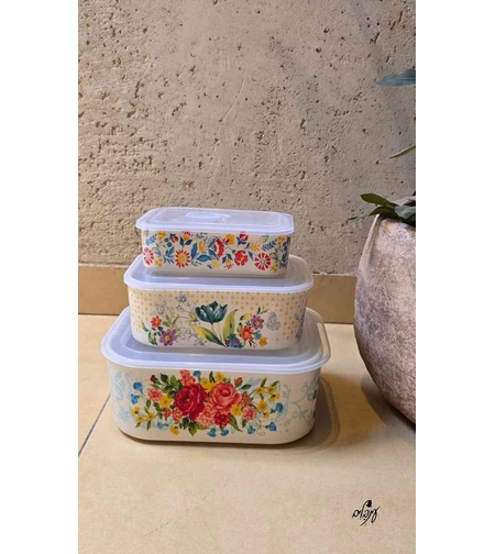 סט שלישיית כלי איחסון פרחוניים