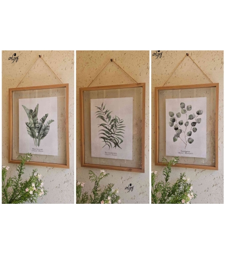 שלישיית תמונות זכוכית עלים