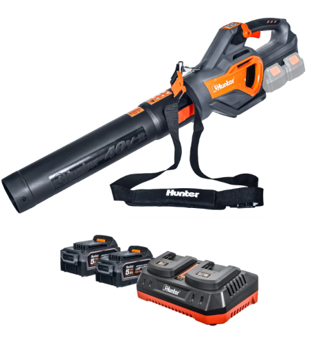 מפוח עלים בראשלס נטען 40V + 2 סוללות4AH +מטען כפול HUNTER