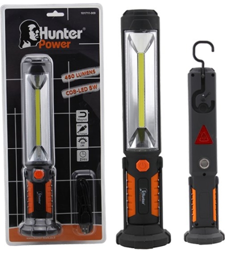 פנס נטען גדול COB-LED בבליסטר HUNTER 450LM