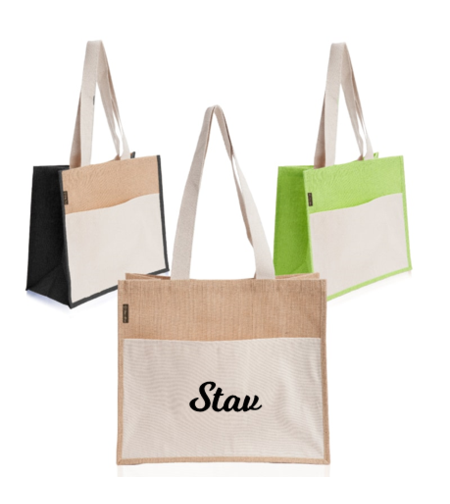 תיק יוטה עם כיס כותנה