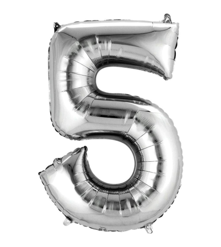 בלון הליום סיפרה 5 בצבע כסף גודל ״34 אינצ