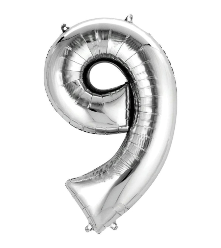 בלון הליום סיפרה 9 בצבע כסף גודל ״34 אינצ