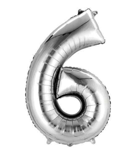 בלון הליום סיפרה 6 בצבע כסף גודל ״34 אינצ